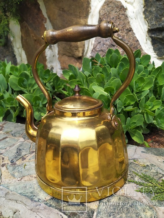 Чайник коллекционный граненый Европа латунь, фото №5