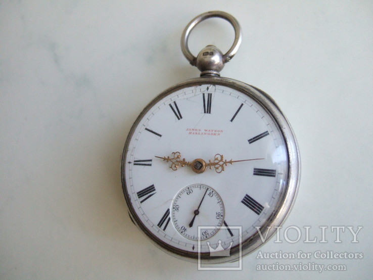 Английские серебрянные часы с фузеей, фото №2