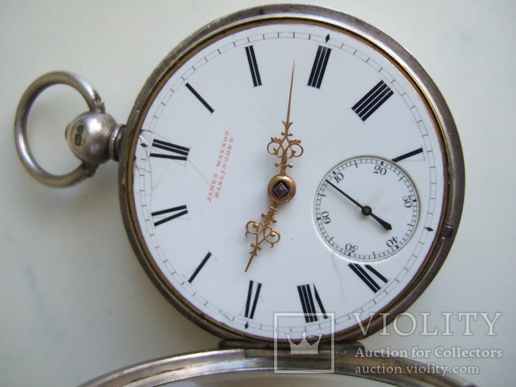 Английские серебрянные часы с фузеей, фото №5