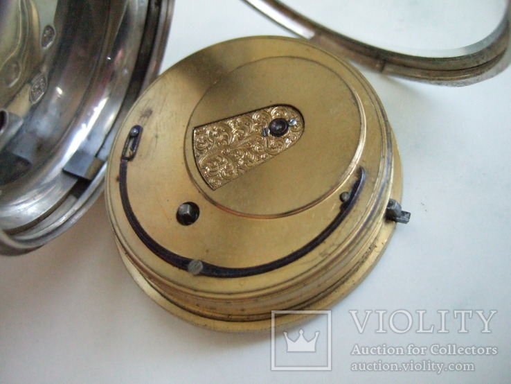 Английские серебрянные часы с фузеей, фото №10