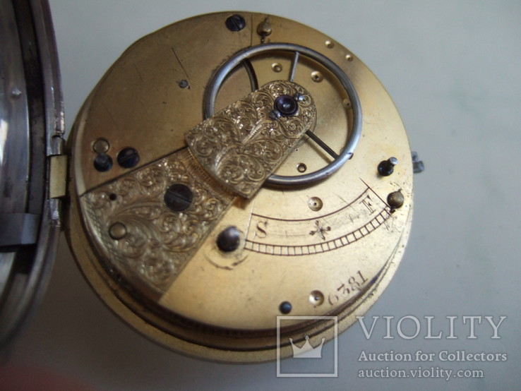 Английские серебрянные часы с фузеей, фото №11