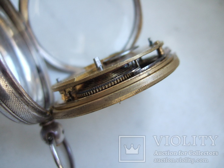 Английские серебрянные часы с фузеей, фото №12