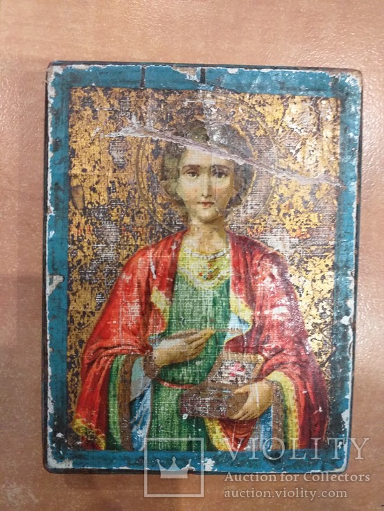 Икона Пантелеймона Афонского 10 х 7,5 см