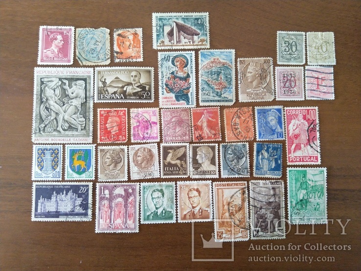 Почтовые марки Италия; Франция; Бельгия; Португалия, фото №2
