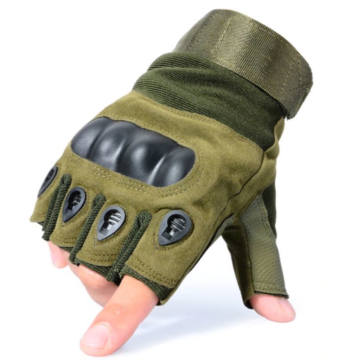 Тактические перчатки с открытыми пальцами GREEN
