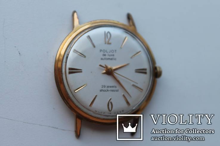 Часы Poljot de luxe, 1 МЧЗ, автоподзавод, 29 камней, AU20, numer zdjęcia 3