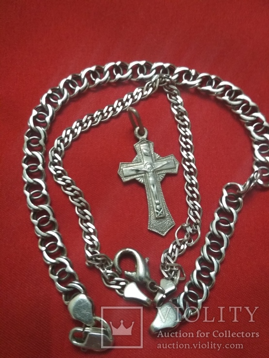 Серебряные браслеты и крестик, фото №4