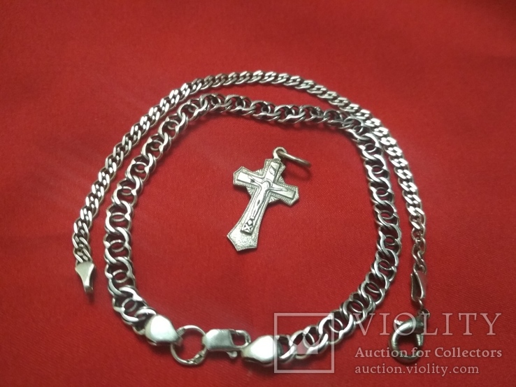 Серебряные браслеты и крестик, фото №6