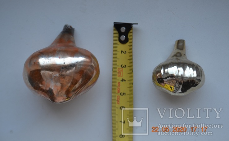 Стара скляна ялинкова іграшка "Часник". Зроблено в СРСР. Висота 6 см., фото №13