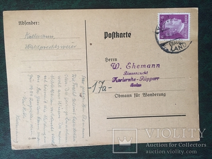 Почтовая карточка Третий Рейх, Германия