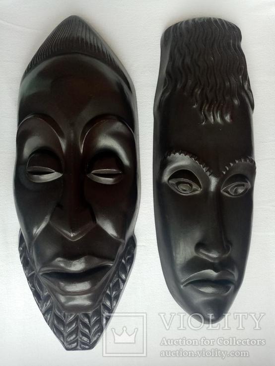 Африканские настенные маски. 43 и 46 см. ГДР. (Betrieb Leichtbau Bernsdorf), photo number 2
