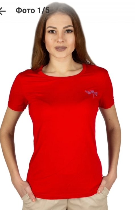 Базовая женская футболка YN. S бордо., фото №3
