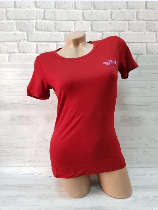 Базовая женская футболка YN. S бордо., фото №5