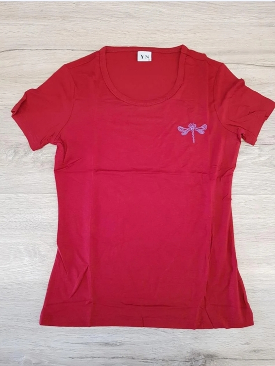 Базовая женская футболка YN. S бордо., фото №8