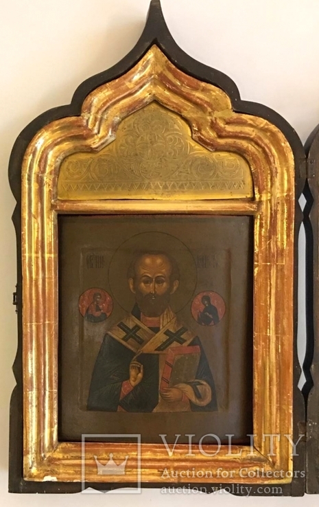 Икона "Святой Николай" в киоте.Россия, 2 половина XIX века., фото №2