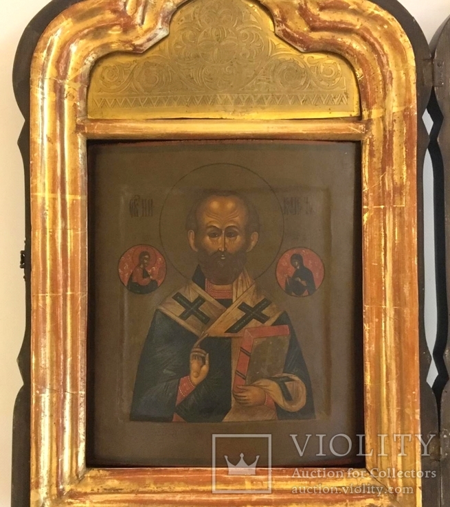 Икона "Святой Николай" в киоте.Россия, 2 половина XIX века., фото №4