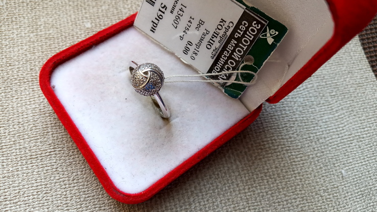 Кольцо серебро 925 вставки цирконы., фото №2