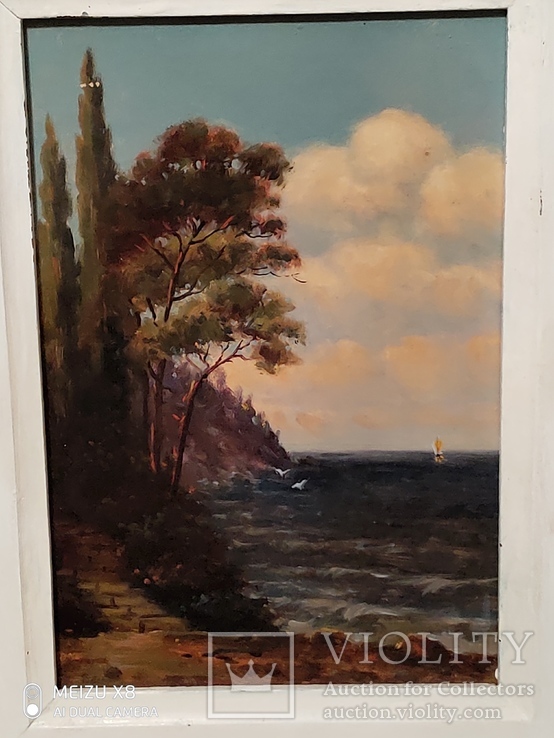 Картина в раме морской пейзаж,картон масло худКалашников, фото №7