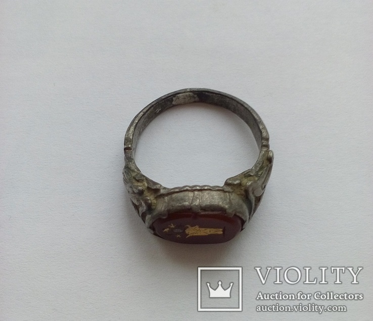 Серебряный перстень с сердоликовой геммой в золоте., фото №11