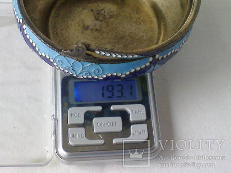Сахарница сухарница с ручкой. Горячая эмаль, позолота, серебро 916, фото №11