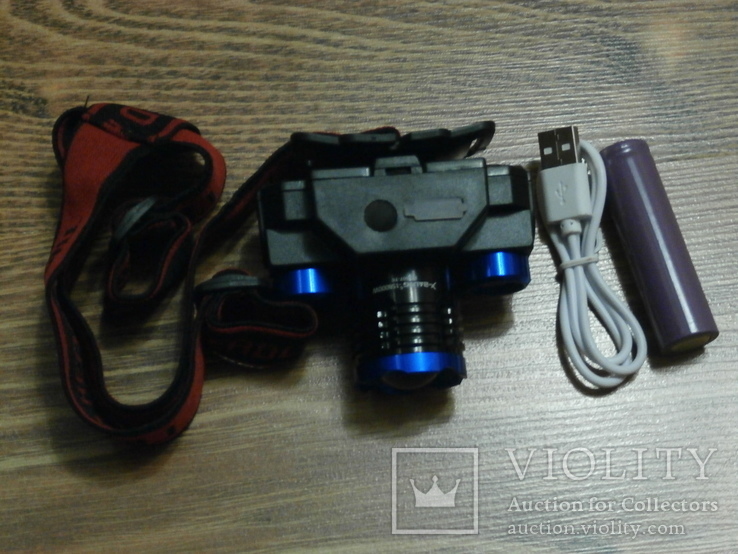 Аккумуляторный налобный фонарь BL-607-T6  Питание:аккумулятор 18650,Зарядка:USB, фото №2