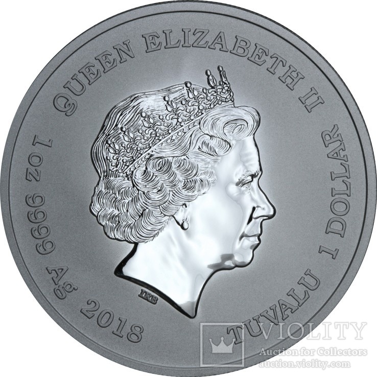 Срібна монета 1oz Залізна Людина 1 долар 2018 Тувалу, фото №3