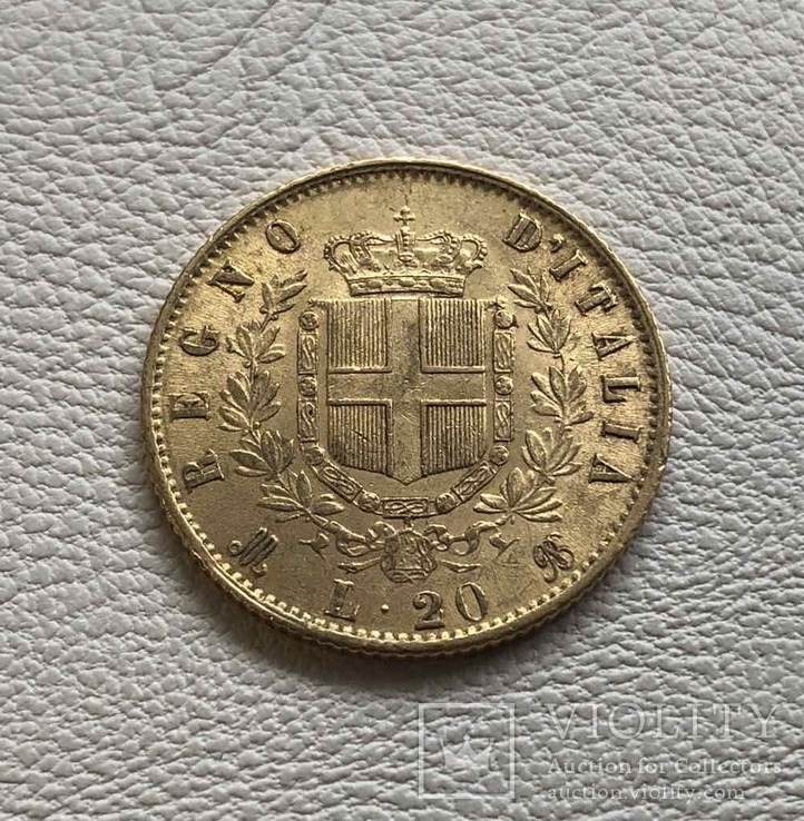 Италия 20 лир 1873 год золото 6,45 грамм 900’, фото №3