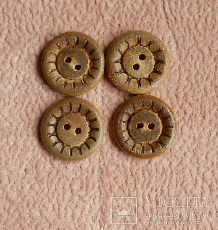 Резные пуговицы из дерева времен СССР, 25 мм, фото №3