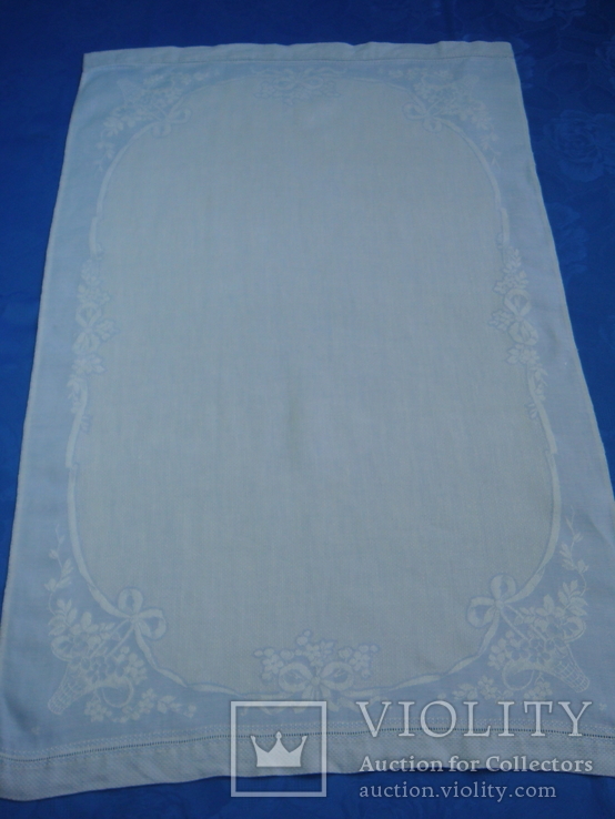 Двухсторонняя голубая жаккардовая скатерть или полотенце 55 х 89 см., фото №3