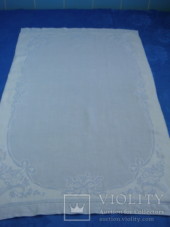 Двухсторонняя голубая жаккардовая скатерть или полотенце 55 х 89 см., фото №4