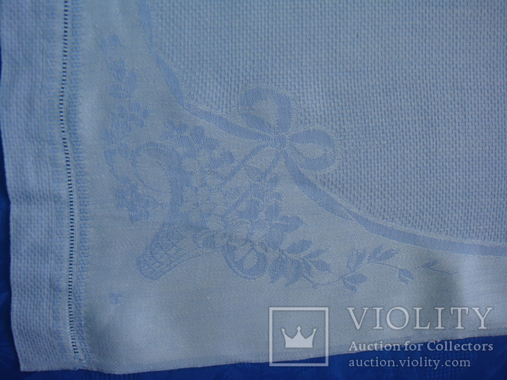 Двухсторонняя голубая жаккардовая скатерть или полотенце 55 х 89 см., фото №5