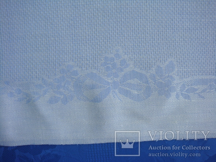 Двухсторонняя голубая жаккардовая скатерть или полотенце 55 х 89 см., фото №6