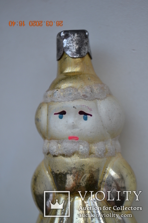 Старая стеклянная новогодняя игрушка на "Девочка Мальвина, Царевна Несмеяна". Размер 9 см., фото №7
