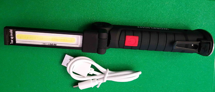 Фонарик портативный(светодиодный, раскладной, пять режимов и два цвета). USB. Блиц.