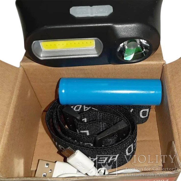 Аккумуляторный налобный фонарь POLICE KX1804 CREE-Т6 технологии COB,XPE , акк. 18650, фото №3