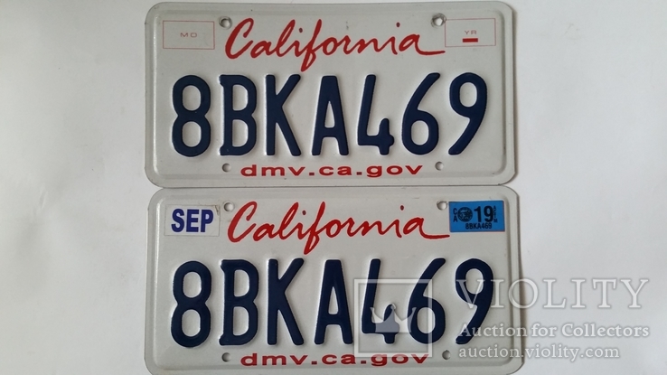 Лицензионный, автомобильный номерной знак. США California, фото №2