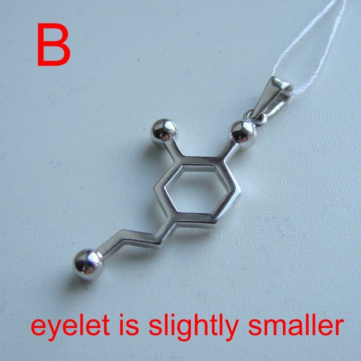 Серебряная подвеска в форме (Дофамин-гормон счастья, радости, удовольствия), photo number 3