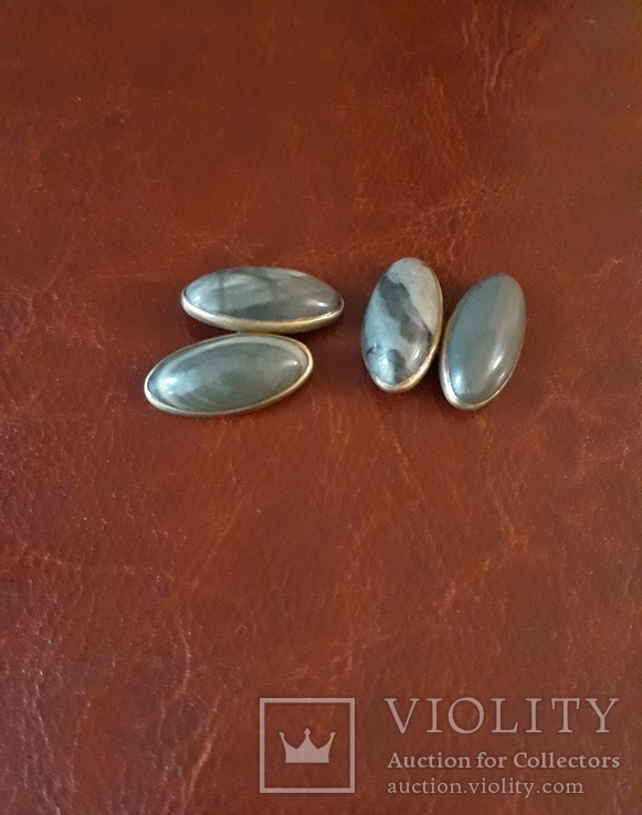 Запонки серебро ( камень ) проба ( голова вправо 875  ), фото №3