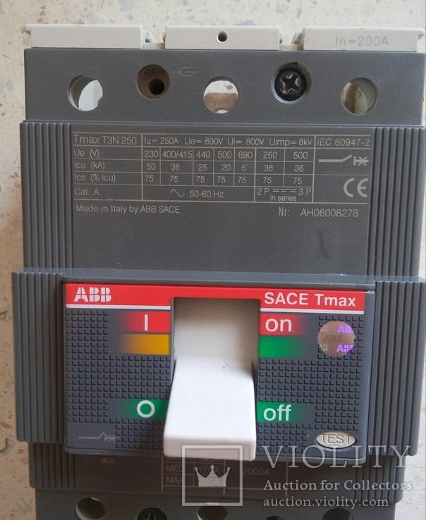 Автоматический выключатель АВВ Т3N 250/200A, фото №3