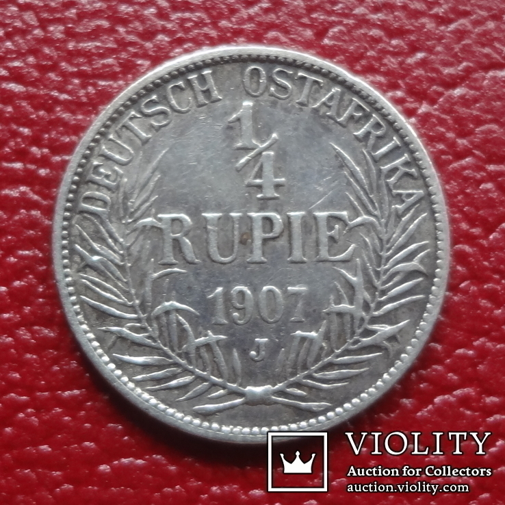 1/4 рупии  1907  J  Германская Африка  серебро   (3.11.6) ~, фото №3