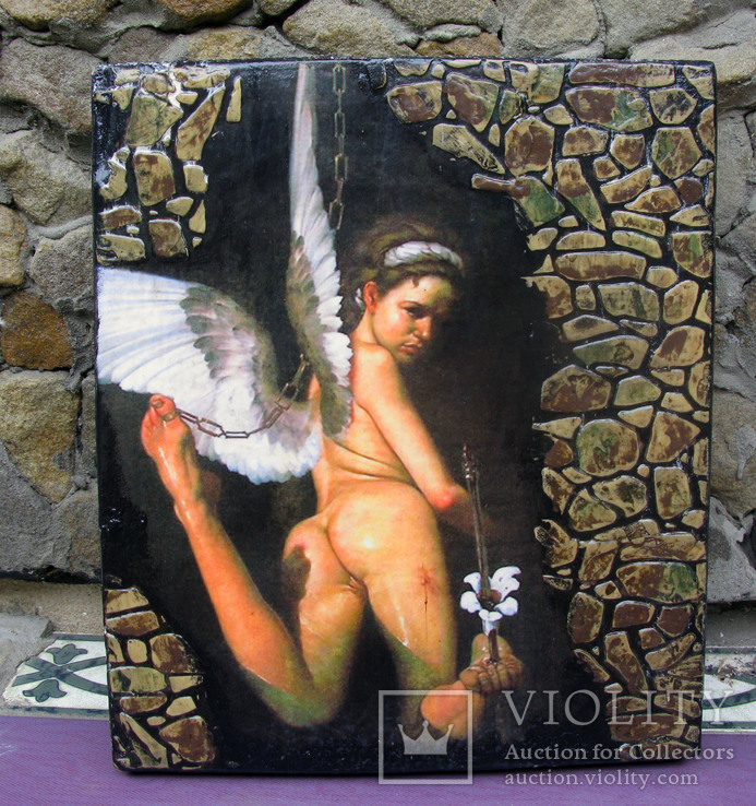 Картина на деревянной основе "Ангел".  22Х19Х2 см., фото №2