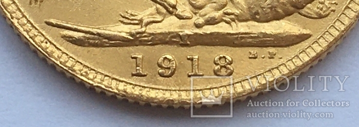 Британська Індія Соверен 1918 року (І) Бомбей Золото 7,98 грам 917' проби, фото №4
