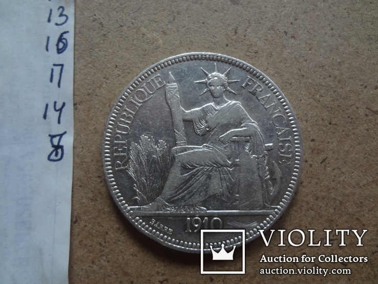 1 пиастр 1910 Индокитай серебро тираж 761000 (П.14.8), фото №7