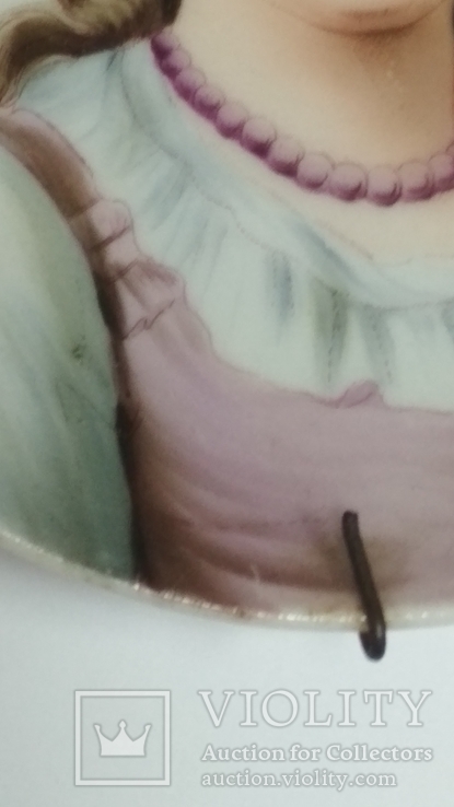 Пара старинных тарелок, портреты, ручная роспись, фото №6