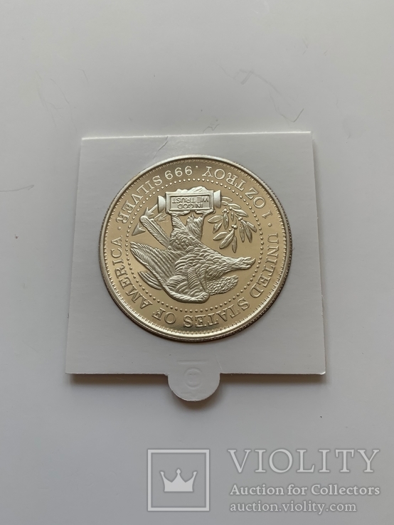 США. Серебро. 2001 г. 1 Oz 999 Two Generations Of Presidents George Bush Fine Silver Coin., фото №5