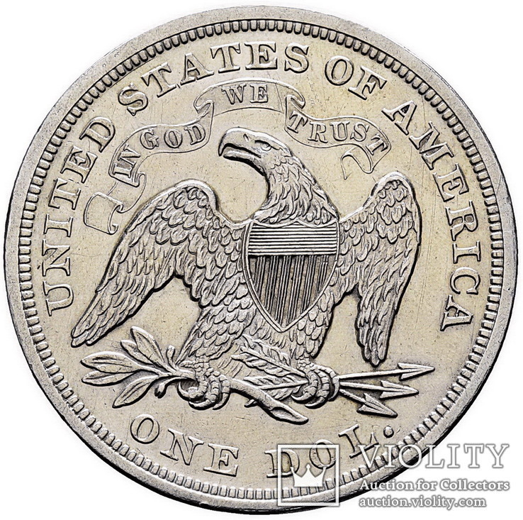 1$ США 1868 г. (AUNC), фото №3