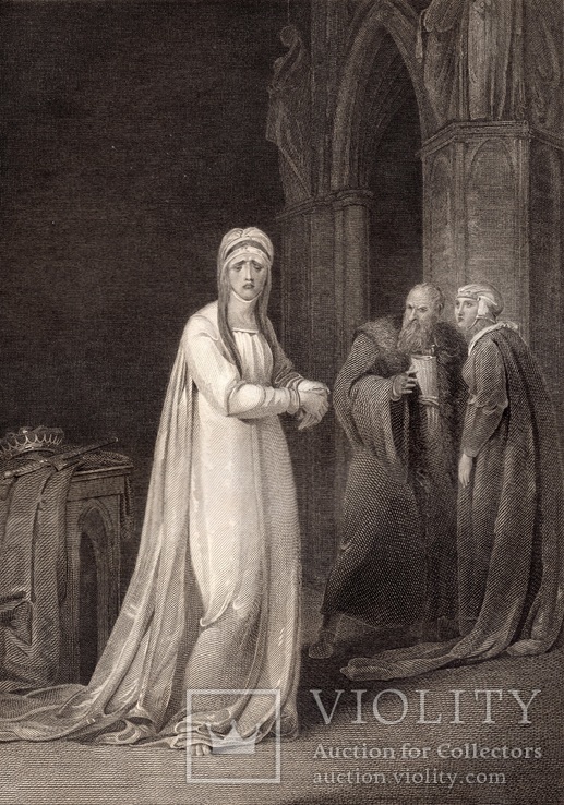Старинная гравюра. Шекспир. "Макбет". 1803 год. (42 на 32 см.)., фото №2