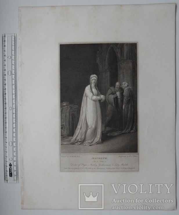 Старинная гравюра. Шекспир. "Макбет". 1803 год. (42 на 32 см.)., фото №6