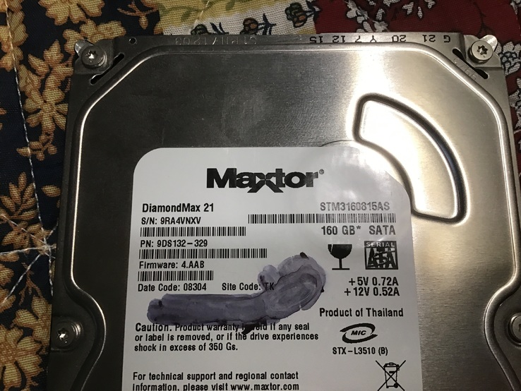 Жесткий диск HDD SATA 160 Gb Maxtor DiamondMax21, numer zdjęcia 4