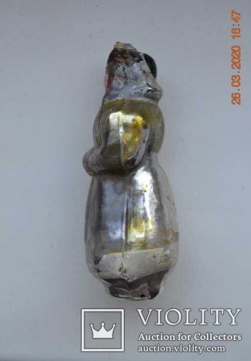 Старая стеклянная новогодняя ёлочная игрушка " Снегурочка ". Из СССР. Размер 10 см. Битая, фото №4